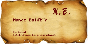 Mancz Balár névjegykártya